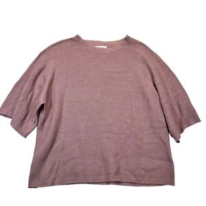 Bianco & Blu Short Sleeve Sweater Womens M Pink Textured Knit Italy Minimalist